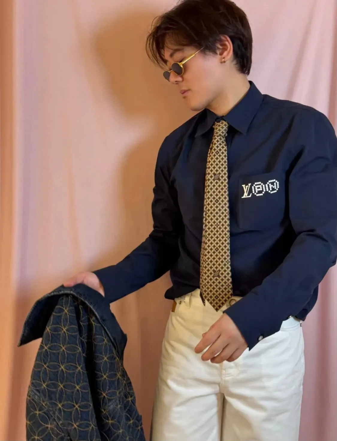 Louis Vuitton/Louis Vuitton 25Fw Nigo printed shirt